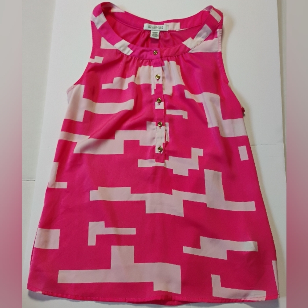 Kenneth Cole Reaction Womens‎ Pink Abstract Geometric Sleeveless Blouse Medium